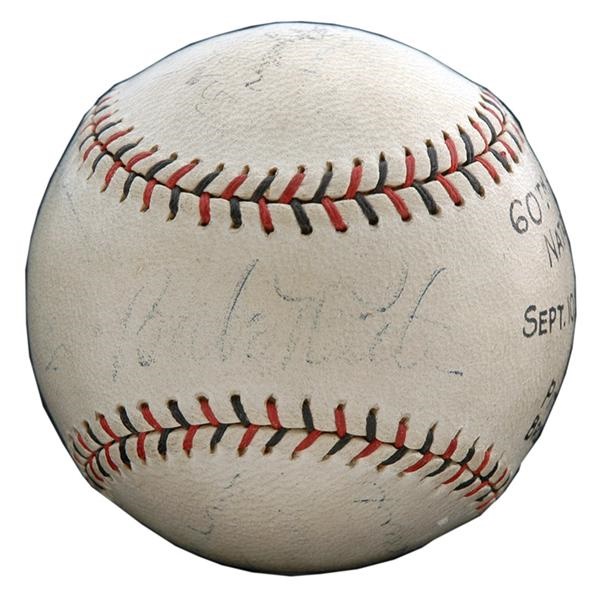 Babe Ruth Signed 60th Anniversary National League Sept. 10, 1936 Pittsburgh -11 Brooklyn - 5