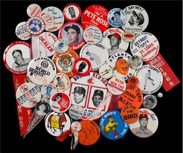 - Large Collection of Baseball Pin-Back Buttons (350+)