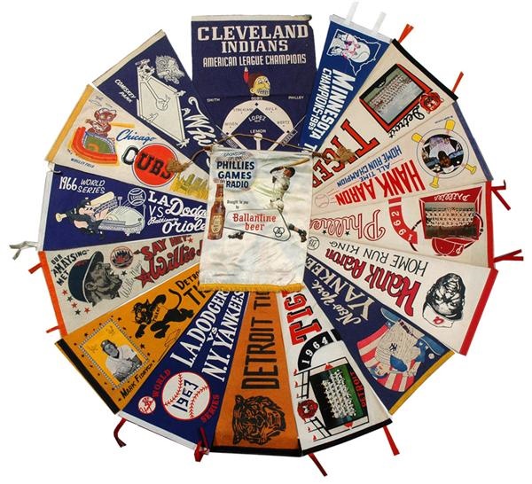 - Large Collection of Baseball Pennants and Banners (82)
