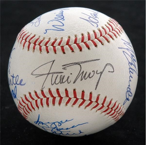 - 500 Home Run Signed Ball on Vintage Giles Baseball