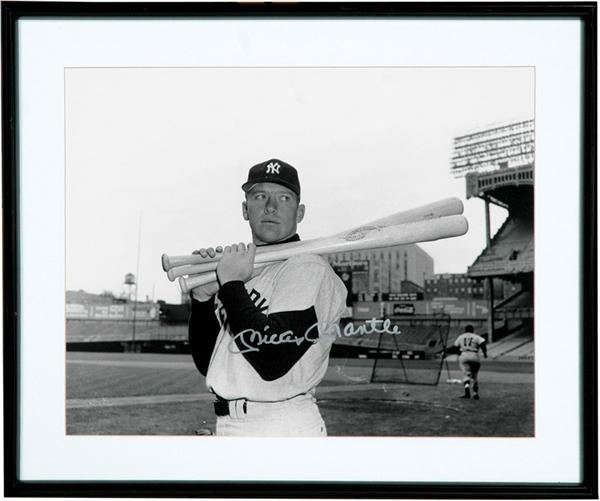 - Mickey Mantle in Yankee Stadium Signed in Silver (16x20”)