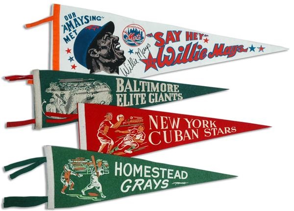 - 1940s Negro League Pennants (3) and Willie Mays