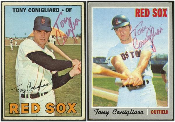 - 1967 and 1970 Tony Conigliaro Signed Baseball Cards (2)