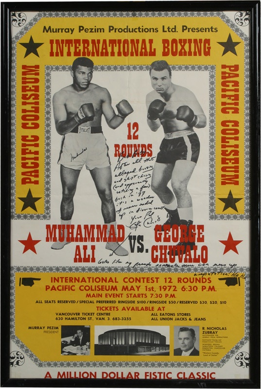 1972 Muhammad Ali vs. George Chuvalo Signed On-Site Fight Poster