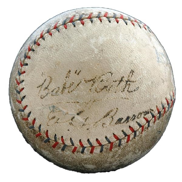 - 1918 Babe Ruth and Ed Barrows Signed Baseball
