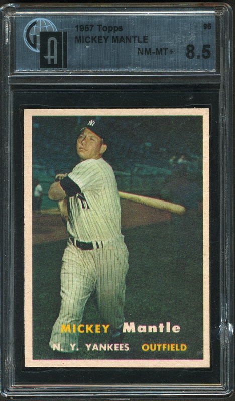 - 1957 Mickey Mantle Topps Baseball Card Graded 8.5