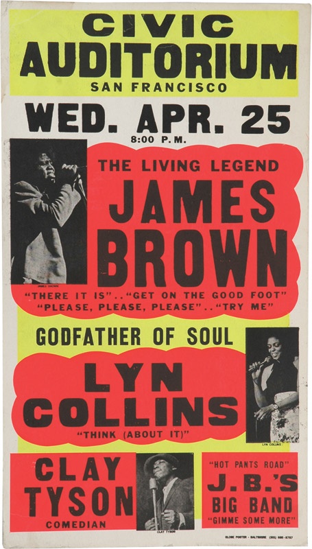 - 1962 James Brown at Civic Auditorium San Francisco Concert Poster