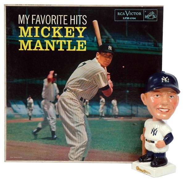 Mickey Mantle Nodder with Mickey Mantle My Favorite Hits Record