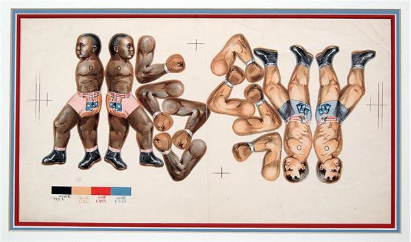 Muhammad Ali & Boxing - Johnson-Jeffries Uncut Boxing Toy Proof Sheet