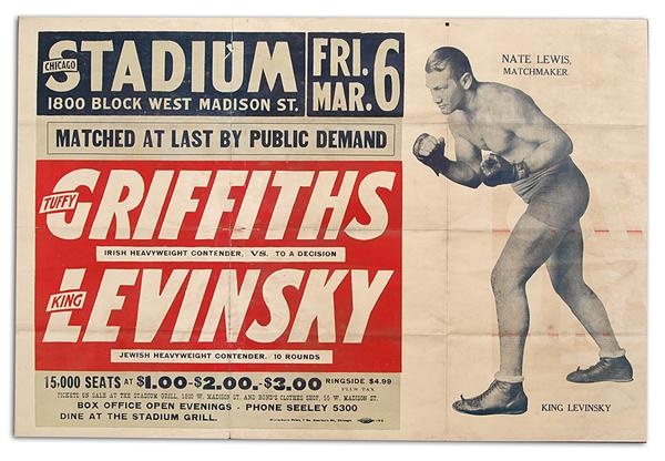 Muhammad Ali & Boxing - 1931 King Levinsky vs. Tuffy Griffiths On-Site Fight Poster