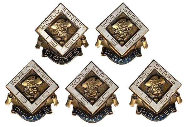 Clemente and Pittsburgh Pirates - Collection of 1960 Pittsburgh Pirates World Series Press Pins (5)