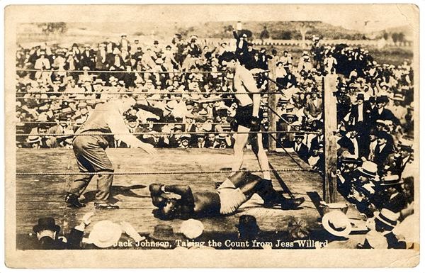 Muhammad Ali & Boxing - 1915 Jack Johnson v. Jess Willard Real Photo Postcard