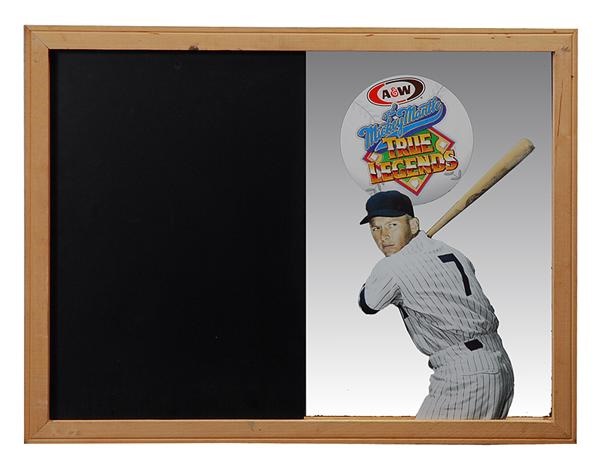 Mantle and Maris - Scarce Mickey Mantle A&W Root Beer Advertising Sign