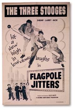 - 1956 Flagpole Sitters Three Stooges Film Poster Key Lobby Card