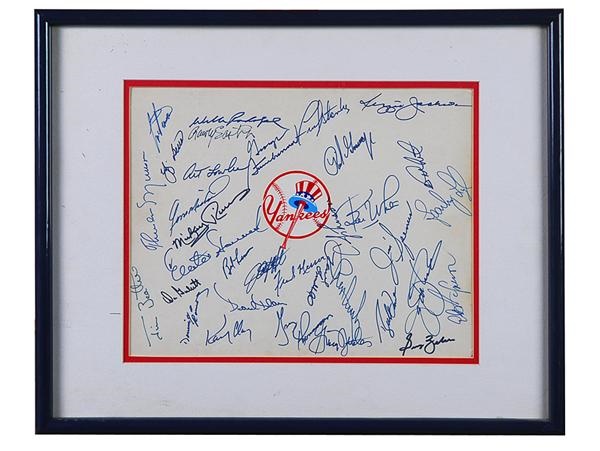 Baseball Autographs - 1978 New York Yankees Team Signed Sheet with Munson and Steinbrenner