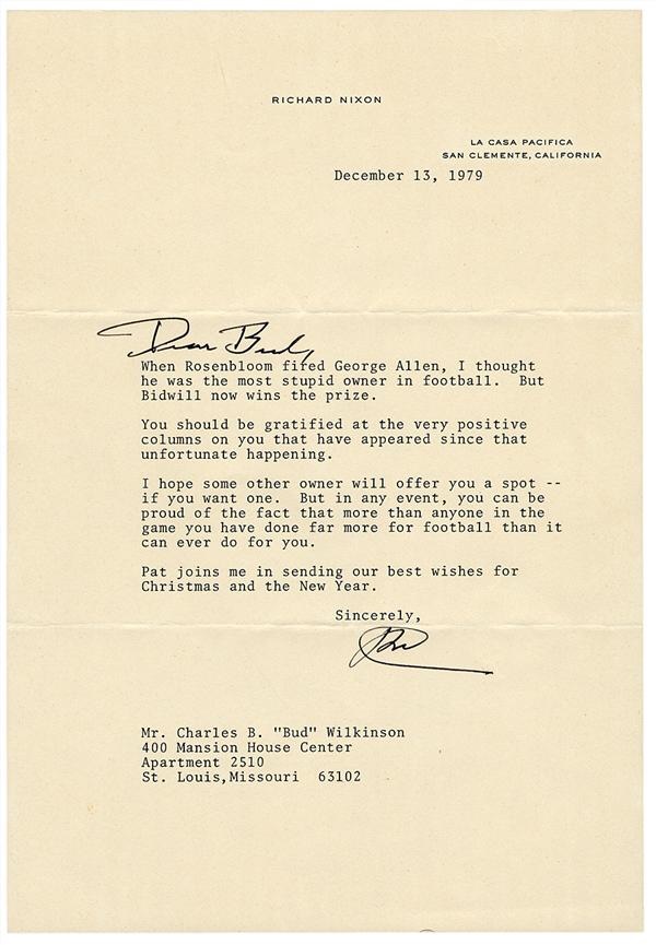 - Signed Letter From Richard Nixon Calling Bidwill "The Most Stupid Owner In Football"