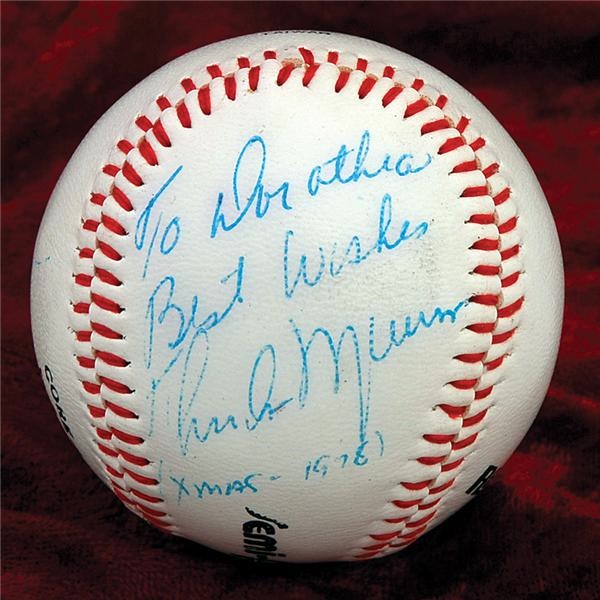 Baseball Autographs - Thurman Munson Single Signed Baseball  (NM-MT 8)