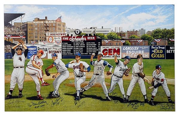 Baseball Autographs - 300 Win Club Signed Lithograph