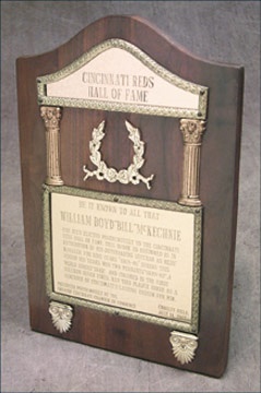 - 1967 Bill McKechnie Cincinnati Reds Hall of Fame Plaque (10x15")