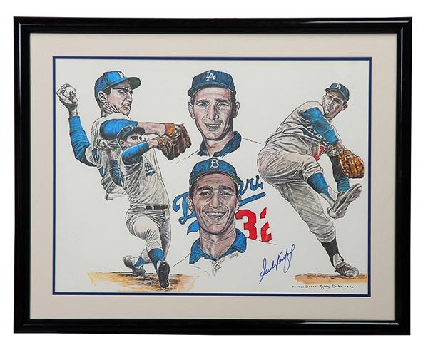 Baseball Autographs - Sandy Koufax Signed Lithograph