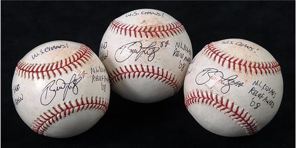 Baseball Equipment - 2008 Brad Lidge Signed Limited Edition Perfect Season Game Used Baseballs (20)