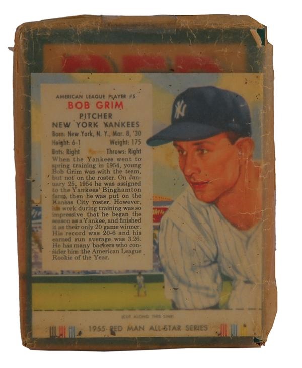 1955 Red Man Unopened Package with Bob Grim Card Showing