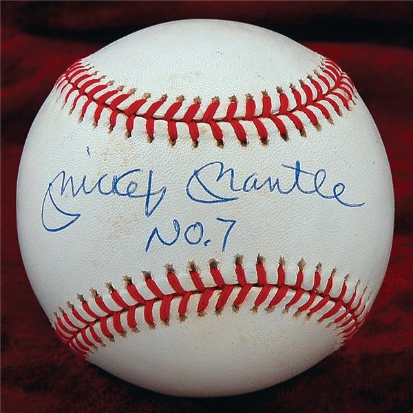 Baseball Autographs - Mickey Mantle Signed No. 7 Upper Deck Authenticated Baseball