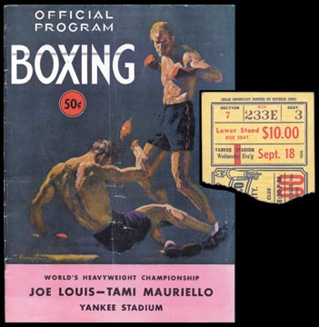 Muhammad Ali & Boxing - 1946 Louis-Mauriello Program and Ticket Stub