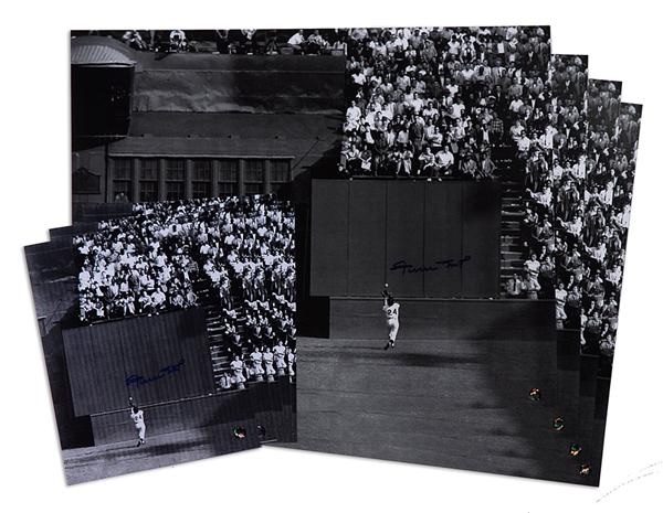 Baseball Autographs - Collection of Willie Mays Signed "The Catch" Photos (10)