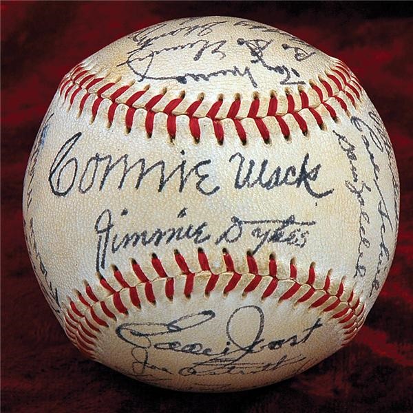 Baseball Autographs - 1952 Philadelphia A's Team Signed Baseball with Connie Mack
