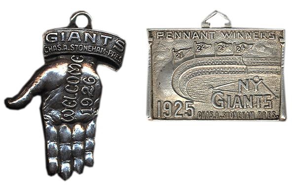 - 1925 and 1926 New York Giants Sterling Silver Season Passes