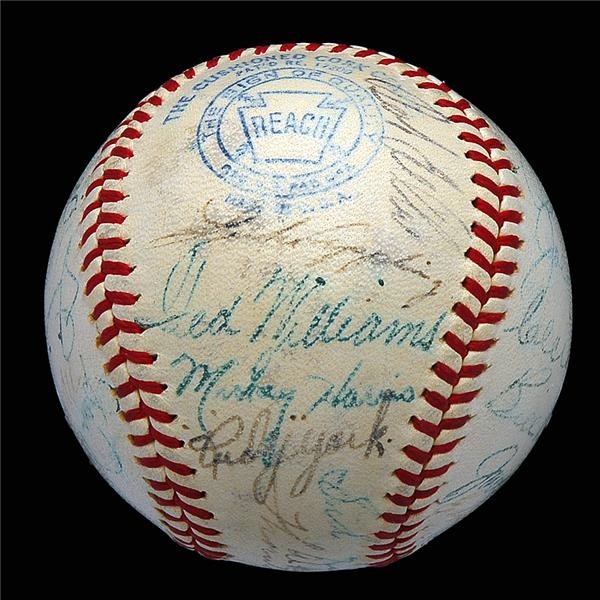 Baseball Autographs - 1941 American League All Star Team Signed Baseball with Joe DiMaggio and Ted Williams