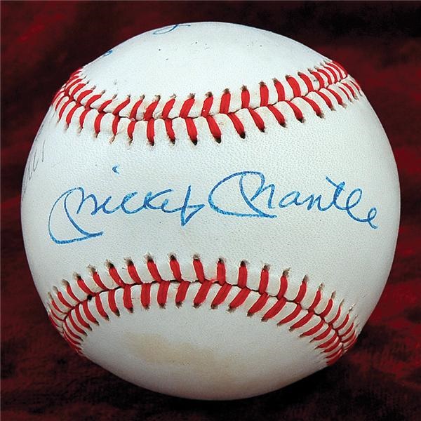 Baseball Autographs - Mickey Mantle, Roger Maris and Whitey Ford Autographed Baseball