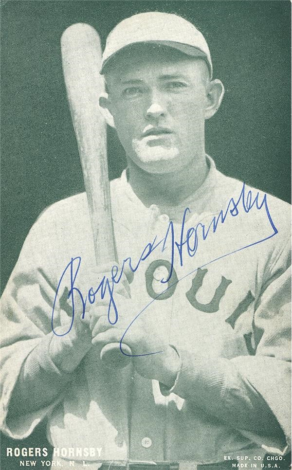 Baseball Autographs - Rogers Hornsby Signed Postcard