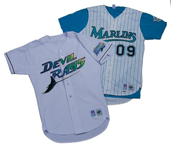 Baseball Equipment - 1993 Florida Marlins and 1998 Tampa Bay Devil Rays Inaugural Season Game Used Jerseys