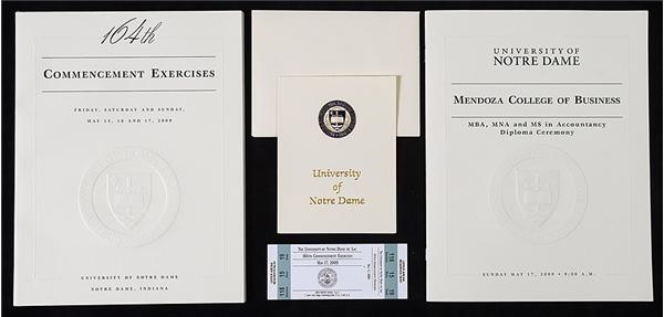 - Barack Obama Notre Dame Commencement Speech Ticket, Announcement and Two Programs