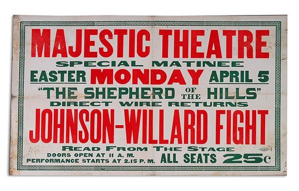 Muhammad Ali & Boxing - 1915 Jack Johnson vs. Jess Willard Fight Film Poster