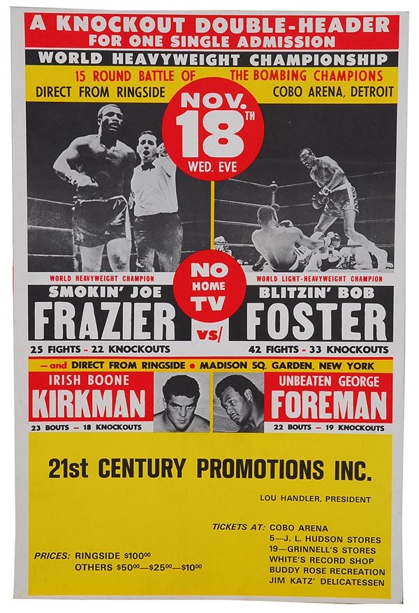 Muhammad Ali & Boxing - 1970 Joe Frazier vs. Bob Foster On-Site Fight Poster