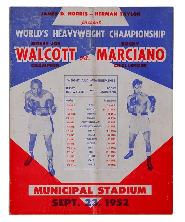 Muhammad Ali & Boxing - 1952 Rocky Marciano vs. Joe Walcott Fight Program