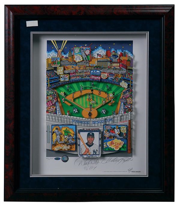Sports Fine Art - Derek Jeter Autographed Limited Edition Print by Charles Fazzino