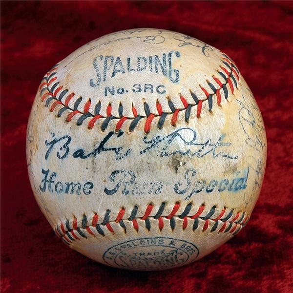 Baseball Autographs - 1935 New York Yankee Team Signed Baseball with Lou Gehrig