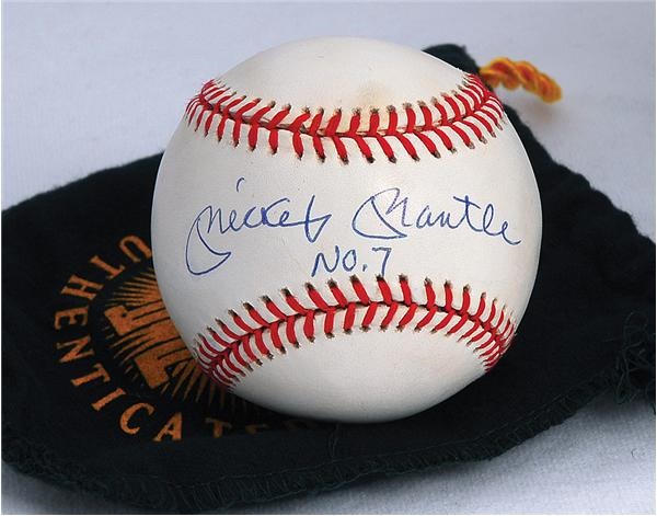 Baseball Autographs - Mickey Mantle No. 7 Upper Deck Signed Baseball