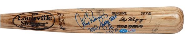 Baseball Equipment - 2003 Alex Rodriquez Game Used Autographed and Inscribed Bat