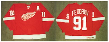 - 1995-96 Sergei Fedorov Detroit Red Wings Game Worn Jersey