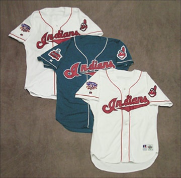 - 1996-97 Cleveland Indian Game Worn Jersey Collection (3)