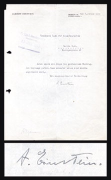Einstein - 1929 Albert Einstein Signed Judaica Letter