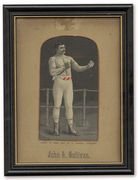 Muhammad Ali & Boxing - 1888 John L. Sullivan Silk Stevensgraph (5.5x7" framed)
