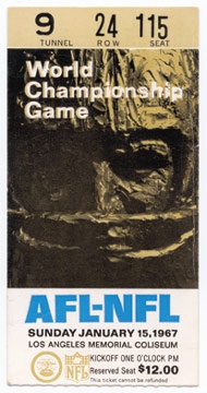- 1967 Super Bowl I Ticket Stub