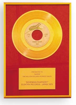 - Queen Gold Record Award (10x13")