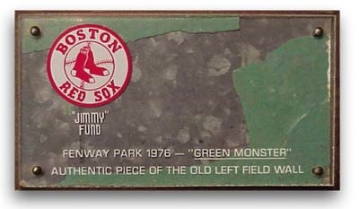- 1976 Piece of the Fenway Park Green Monster (3x5")